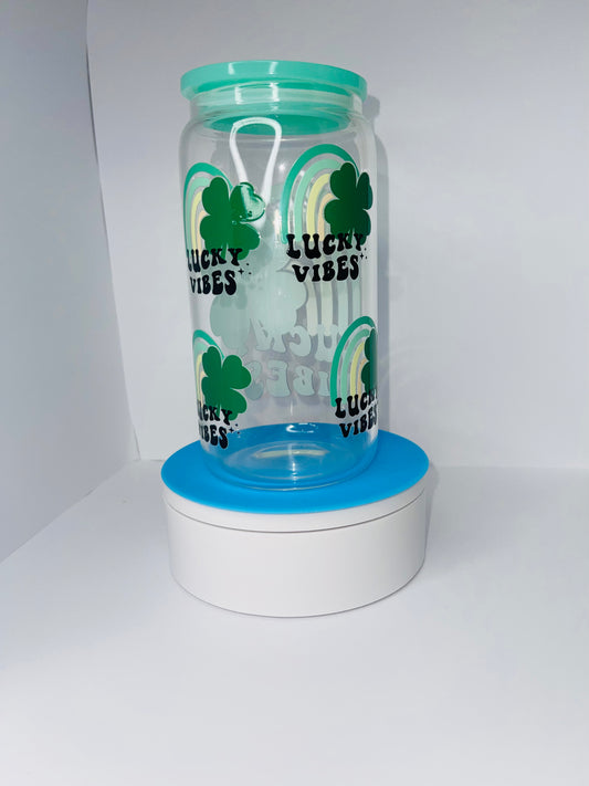 Lucky Vibe Clear Glass Can tumbler