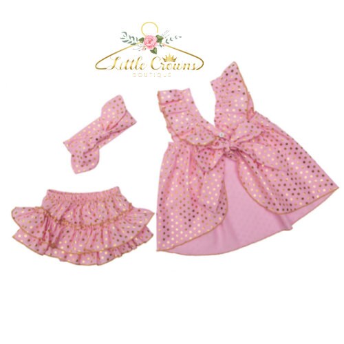 Baby Girl Ruffle dress with matching ruffle diaper cover and hair bow, Baby Girl clothes