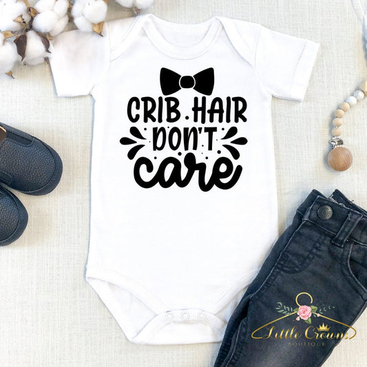 Crib Hair Don't Care Baby Bodysuit. Funny baby shower gift. Unisex kids shirt. Cute Baby custom bodysuit