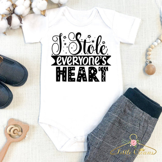 I Stole Everyone's Heart Baby Bodysuit. Unisex kid shirt. Cute baby and toddler shirt