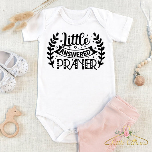 Little Answered Prayer Baby Bodysuit. Faith-Based Baby Bodysuit. Miracle Baby shirt. Christian toddler bodysuit
