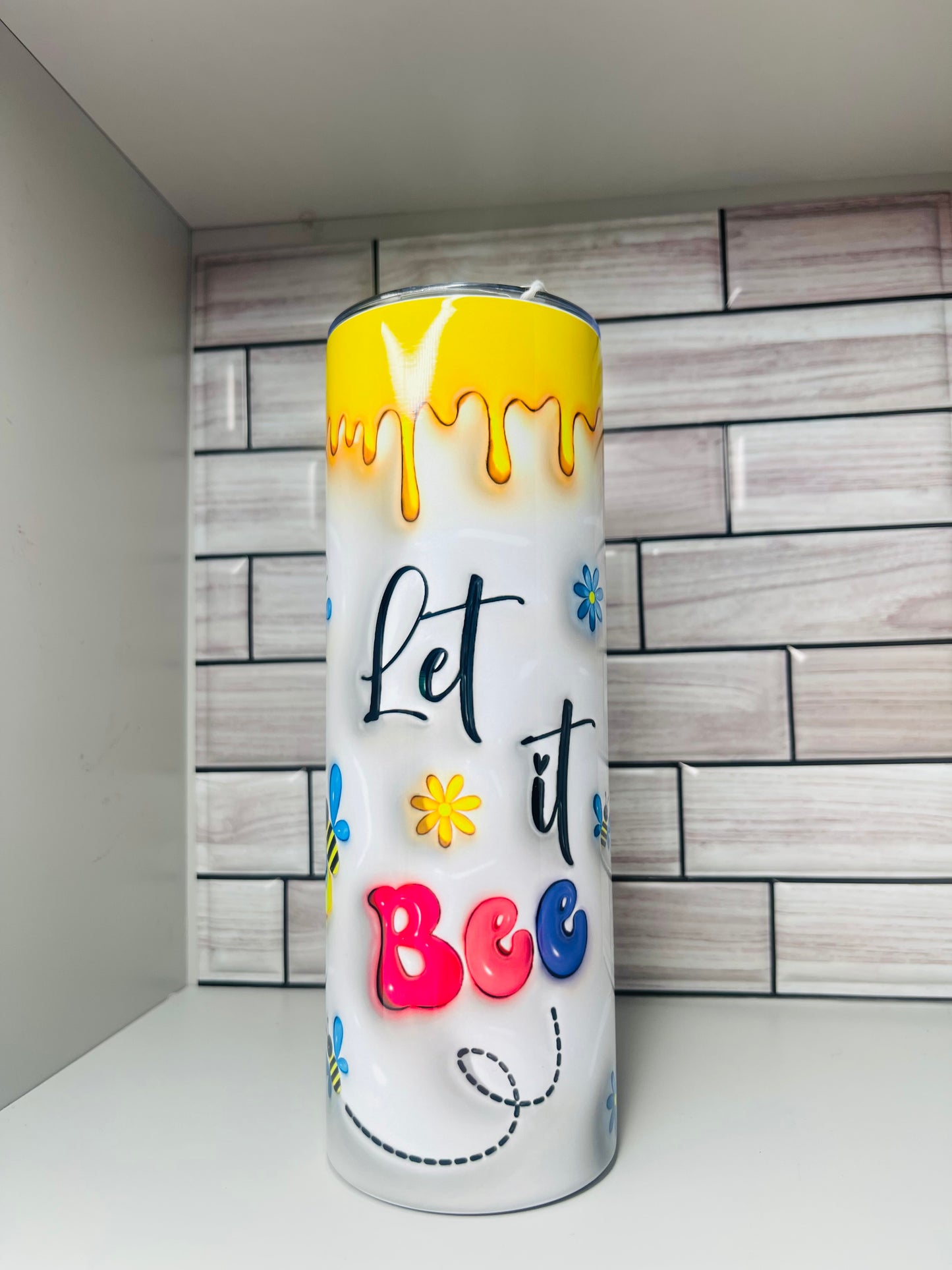 Let It Bee Honeycomb Flower  20 oz Tumbler