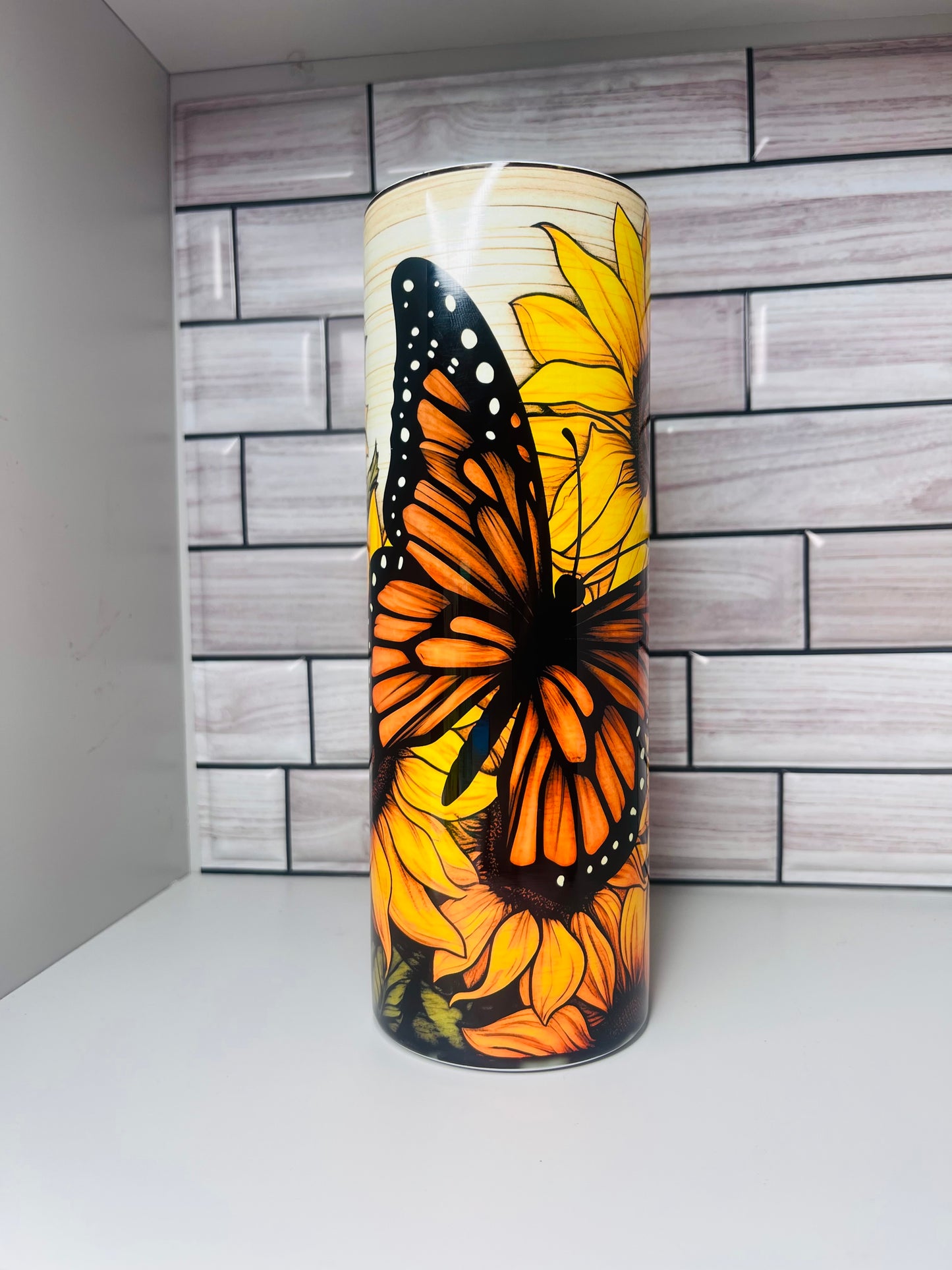 Sunflower Butterfly 20 oz Tumbler