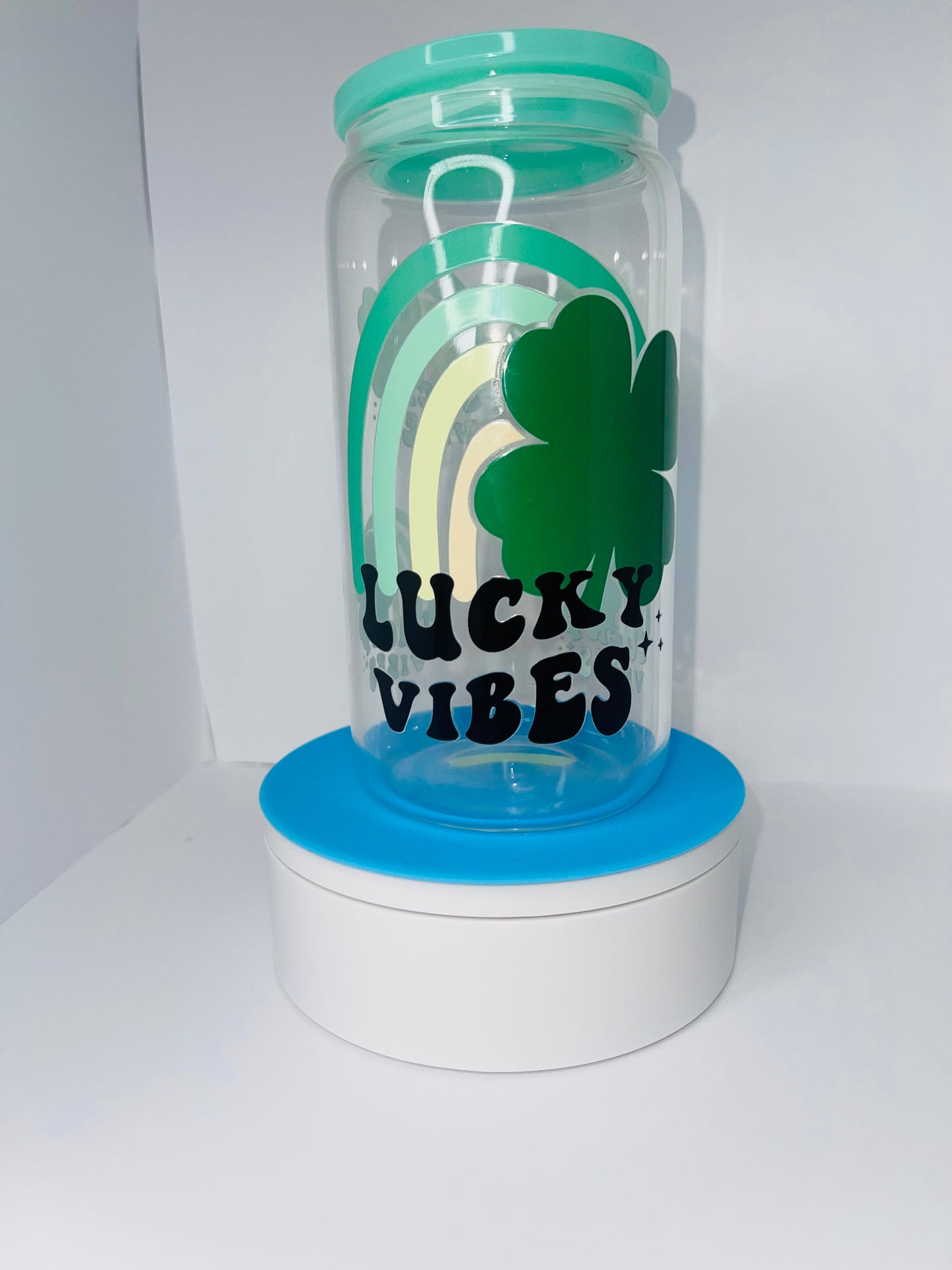 Lucky Vibe Clear Glass Can tumbler