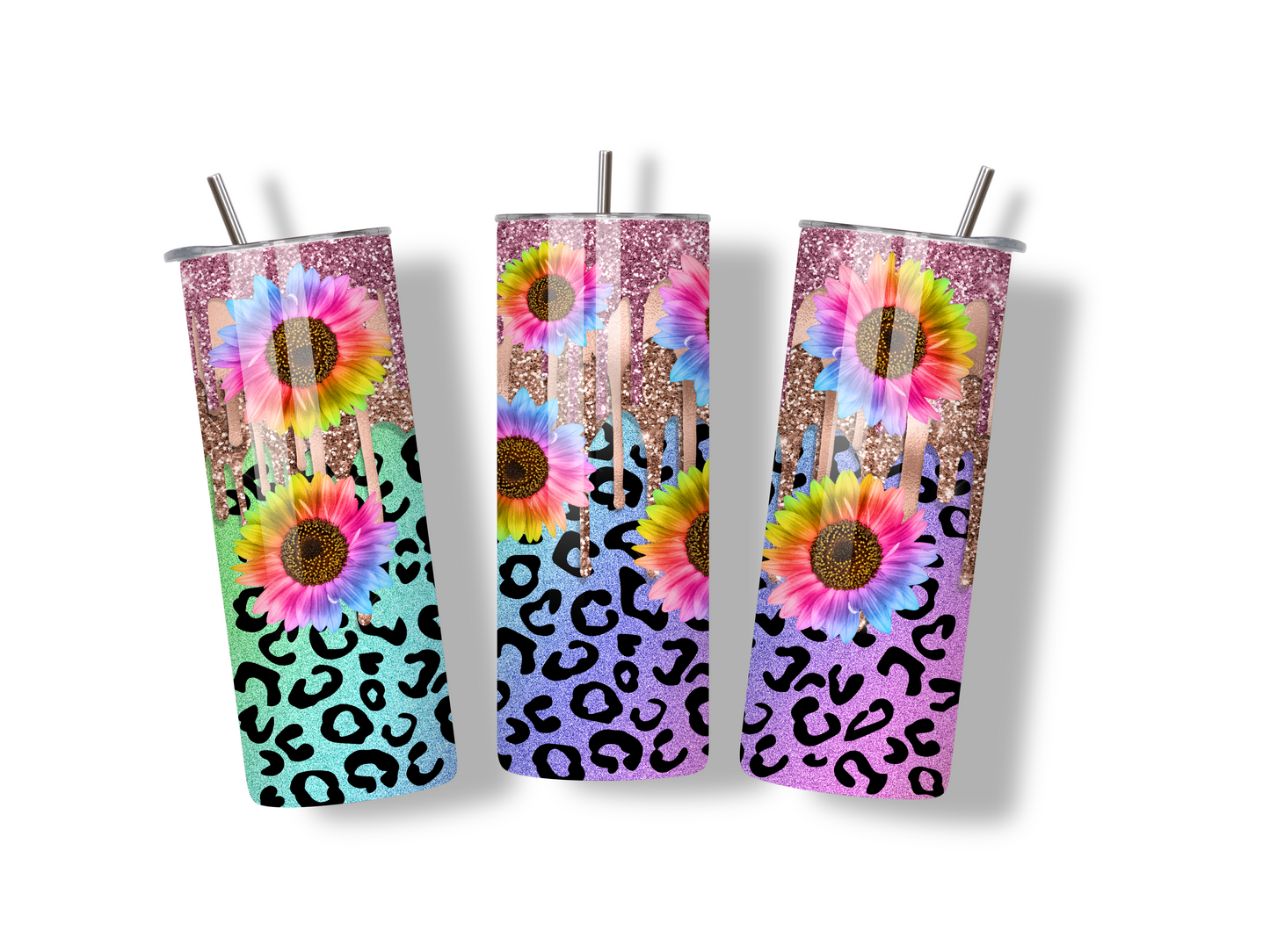 Floral Glitter 20oz Tumbler