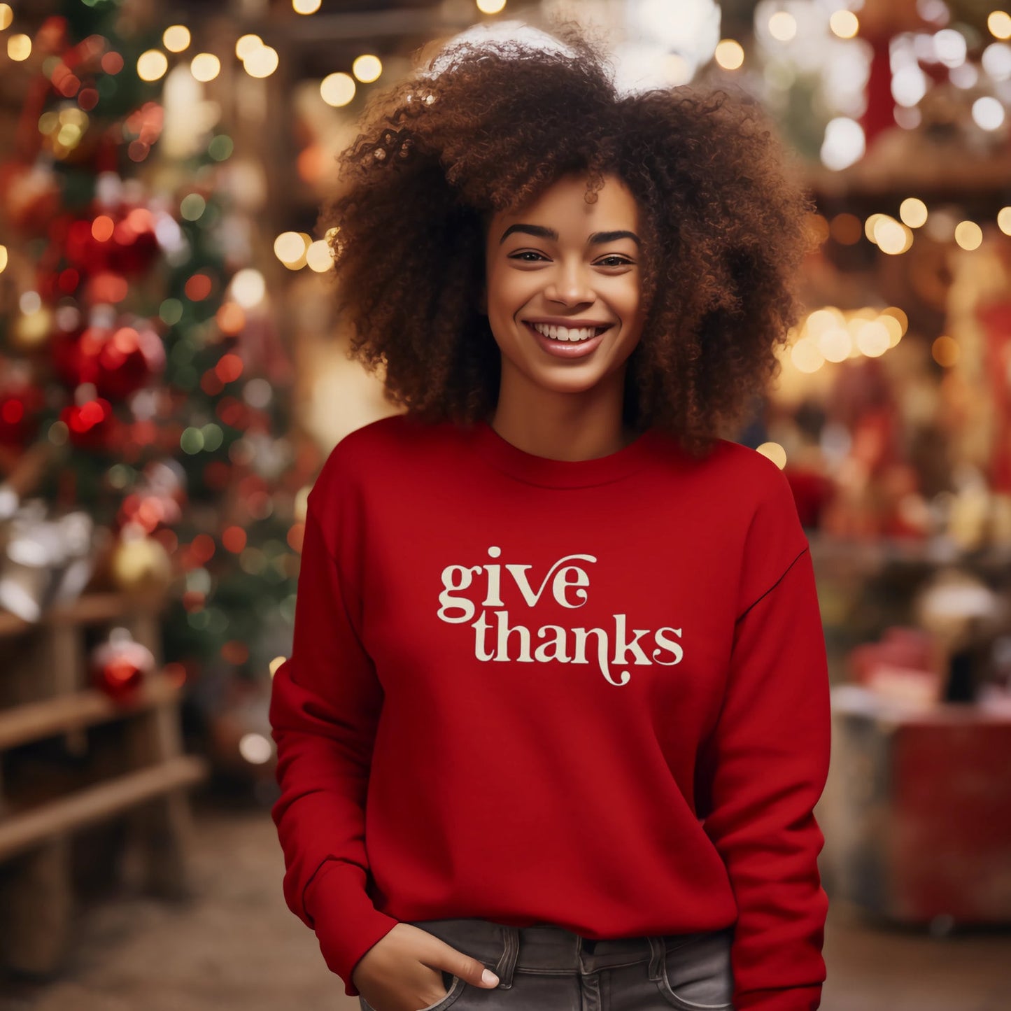 Give Thanks Sweatshirt - Thanksgiving Season Sweatshirt - Winter Holiday Shirt - Cute Thanks Given Pullover Shirt - Shirt for Her